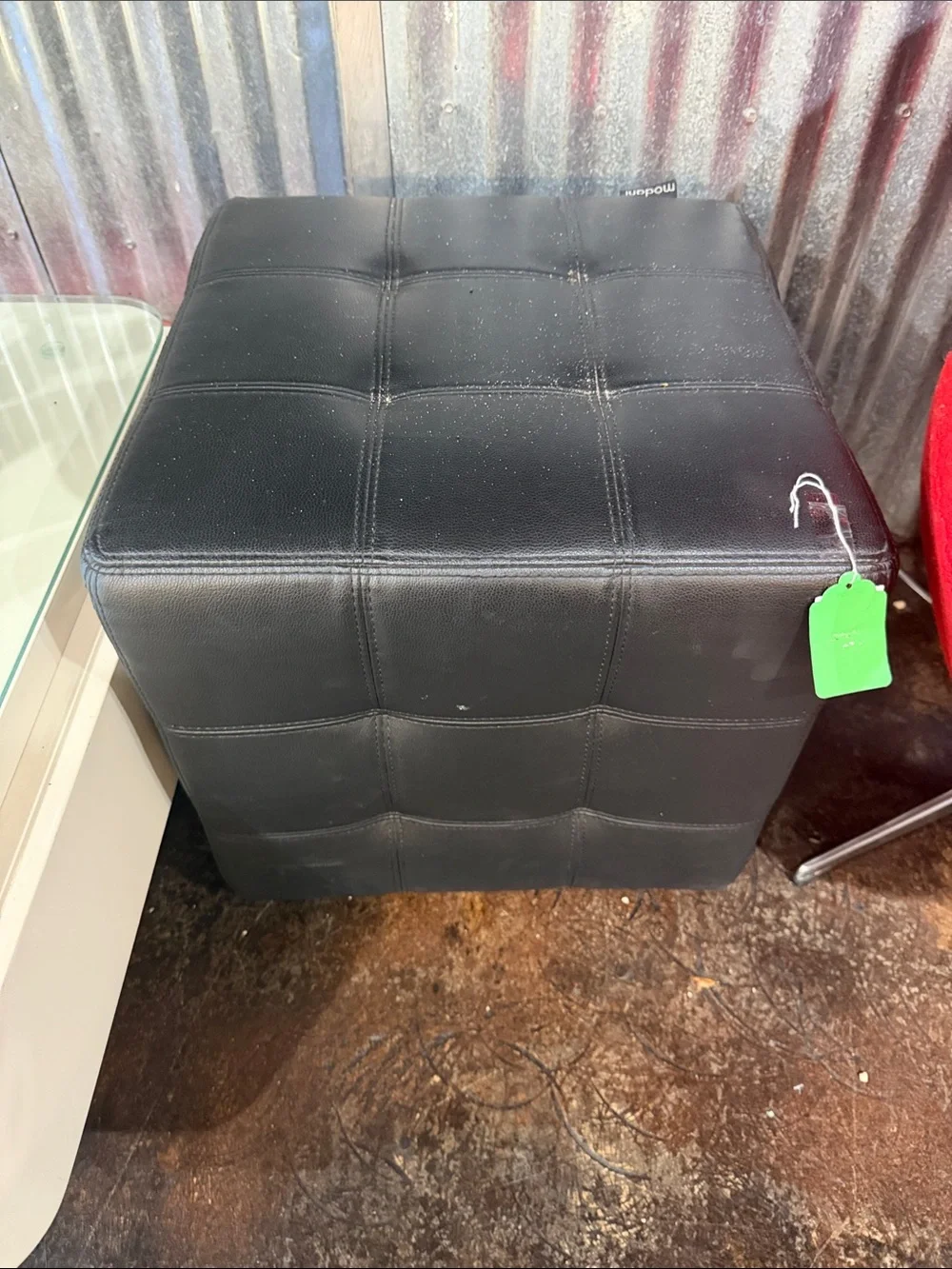 Moda Black Tufted Cube Ottoman